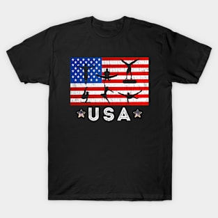 Patriotic Sports Gift American USA Flag Boys & Girls Gymnastics T-Shirt